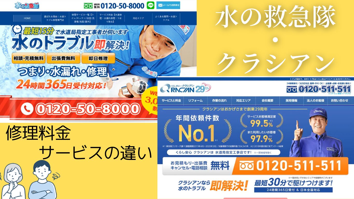 水の救急隊とクラシアンの料金・対応力を徹底比較！